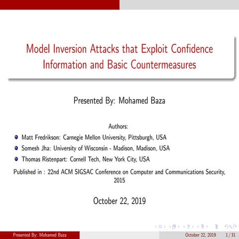 Model Inversion attack exploiting confidence intervals