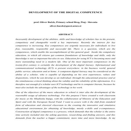 DEVELOPMENT OF THE DIGITAL COMPETENCE