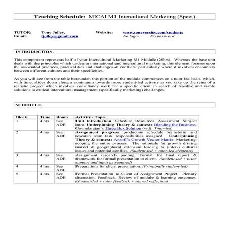 Micai ic marketing new schedule and assignment