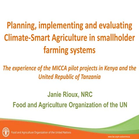 Planning, implementing and evaluating Climate-Smart Agriculture in smallholde...
