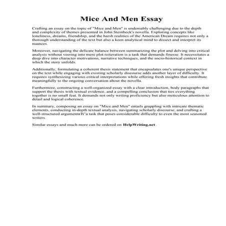 Mice And Men Essay