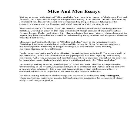 Mice And Men Essays