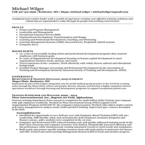 Michael Wilger-resume-2016