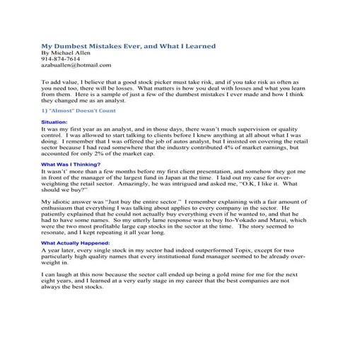 Michael allen's dumbest mistakes ever