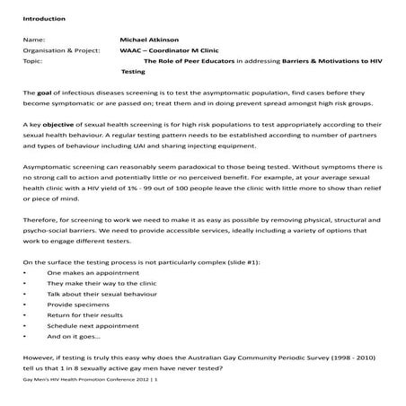 Barriers & motivations to HIV testing