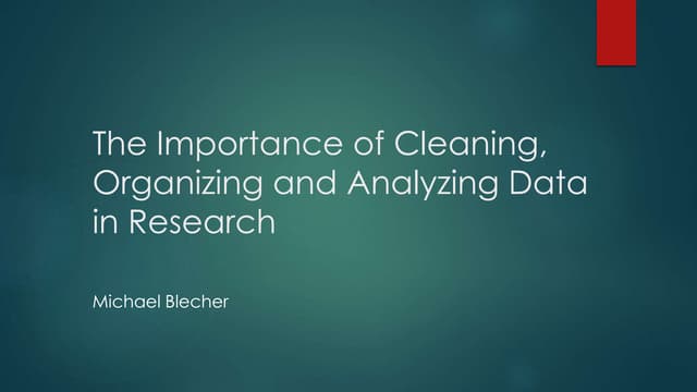Data Science Academy Student Demo day--Michael blecher,the importance of clea...