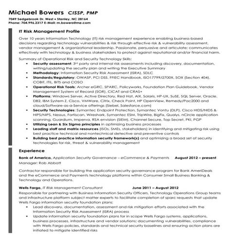 Michael Bowers Resume