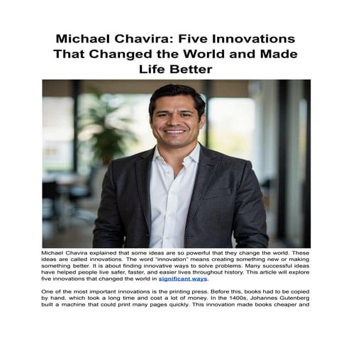 Michael Chavira_ Five Innovations That Changed the World and Made Life Better...