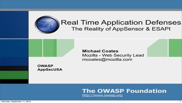 Real Time Application Defenses - The Reality of AppSensor & ESAPI