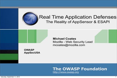 Real Time Application Defenses - The Reality of AppSensor & ESAPI