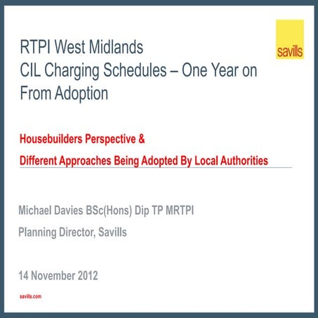 Charging Schedules- Michael Davies, RTPI West Midlands CPD