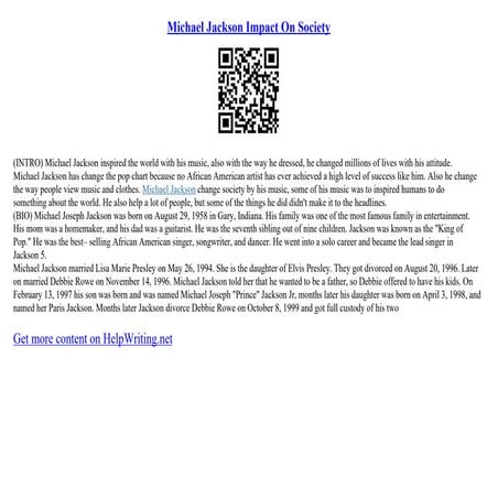 Michael Jackson Impact On Society