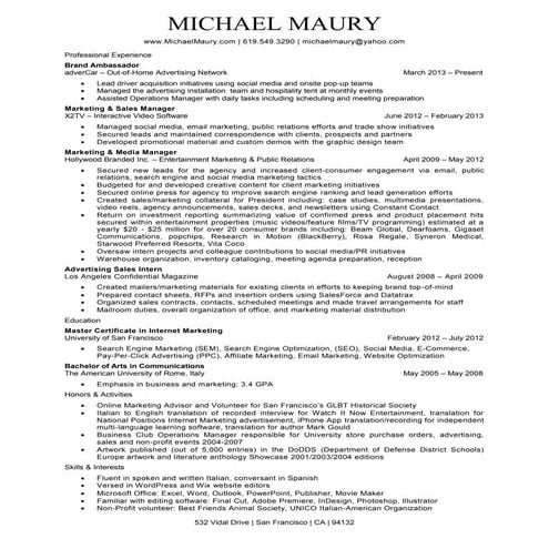 Michael Maury - resume