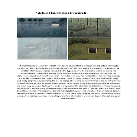 Michael raedecker research