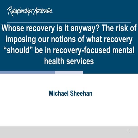Michael Sheehan - Whose recovery is it anyway?