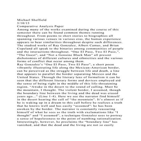 Michael Sheffield51015Comparative Analysis PaperAmong many.docx