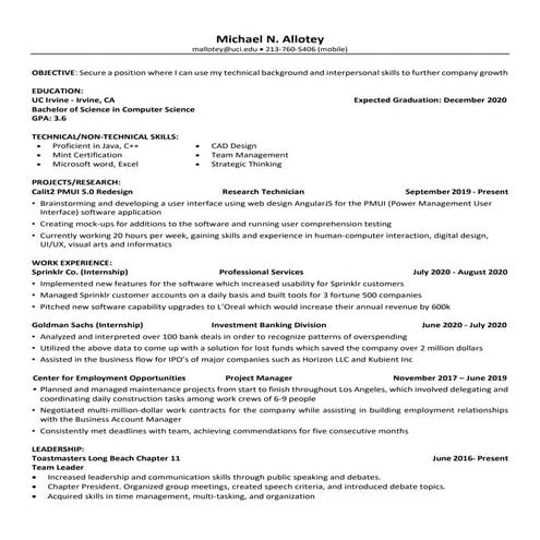 Michael's Allotey Resume 2020