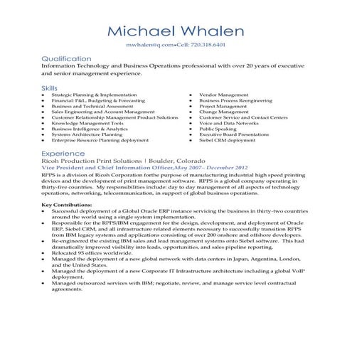 Michael Whalen cv