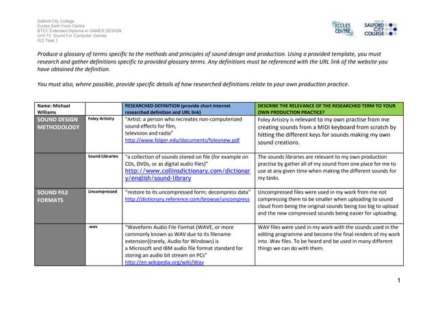 Michaelwilliamsig2task1worksheet