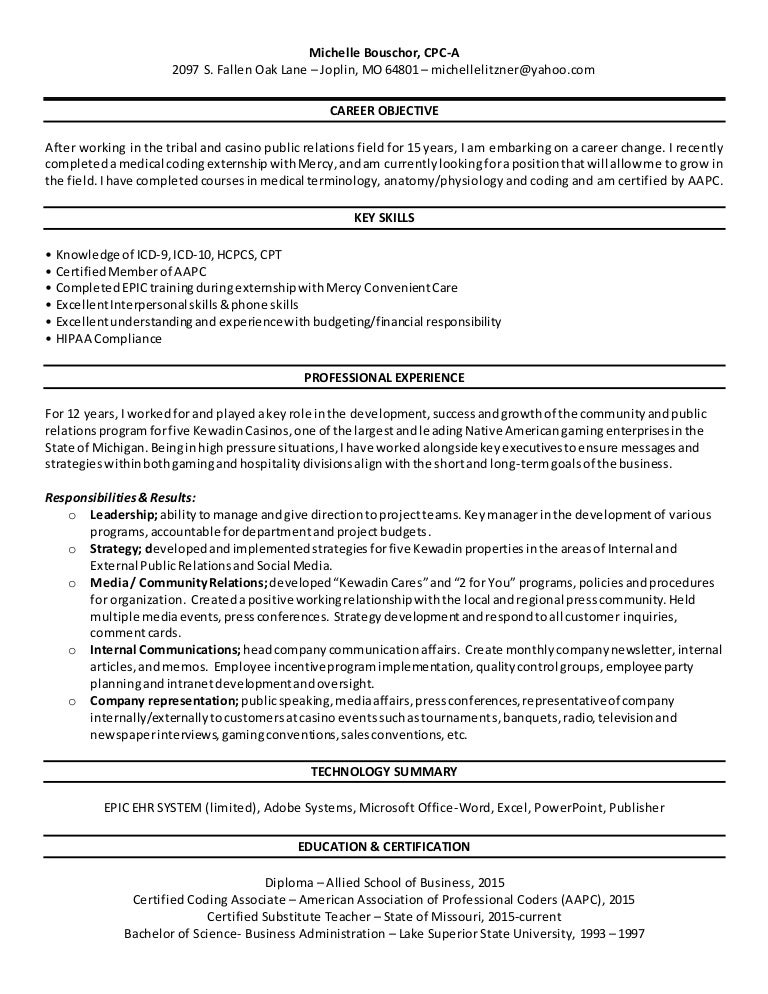 certified coder resume