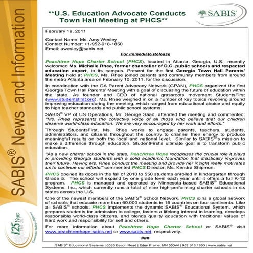 Michelle rhee at peachtree press release final