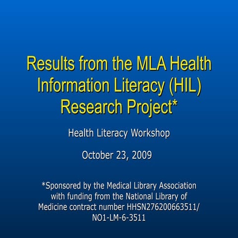 Health Information Literacy Project