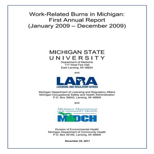 Michigan work related burns (2009 annual report)