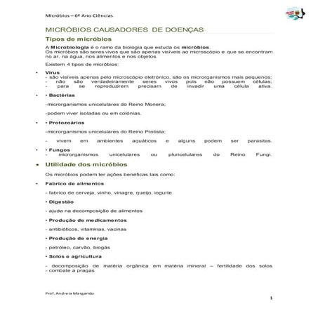 Micróbios causadores de doenças