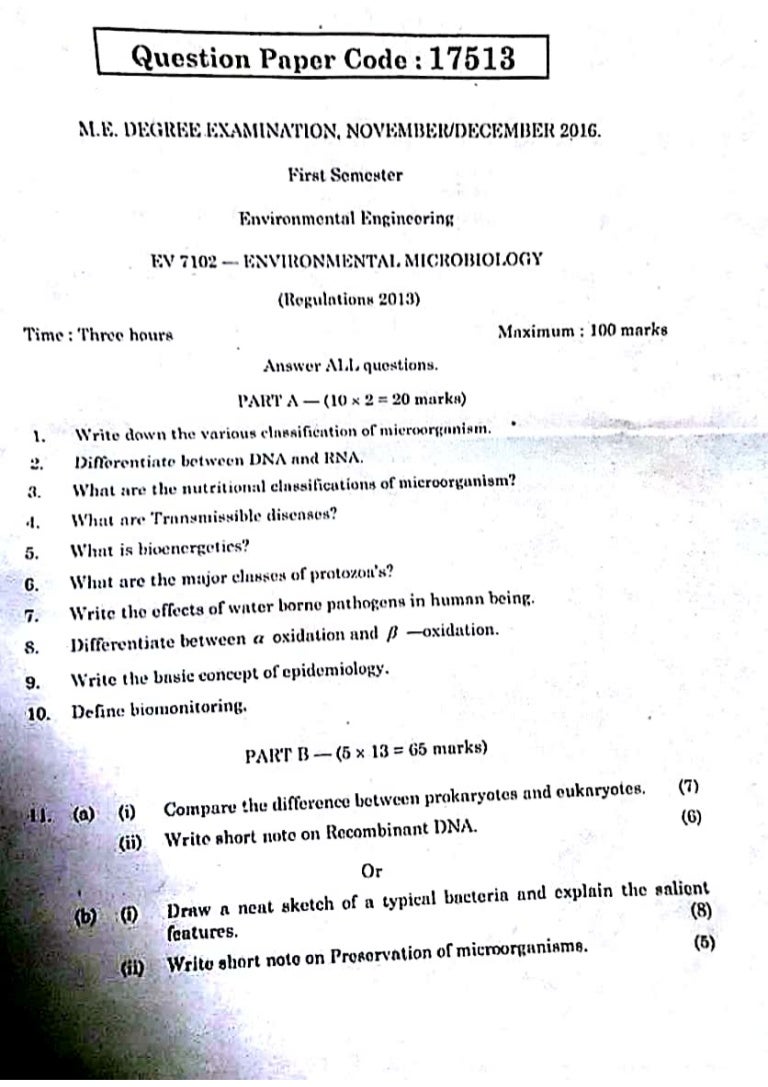 EV5102 Environmental Microbiologyprevious year question paper