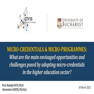 CIVIS Micro-credentials & micro-programmes (R. Iucu & A. Cartis, 2022)