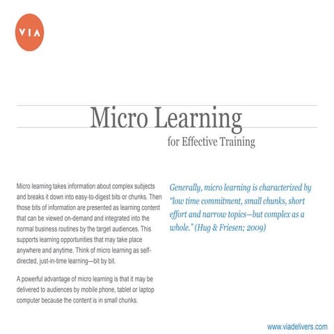 Micro learning for effective training - eLearning concepts | PDF