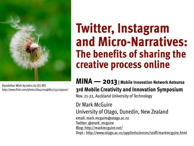 Twitter, Instagram and Micro-Narratives: The benefits of sharing the creative process online