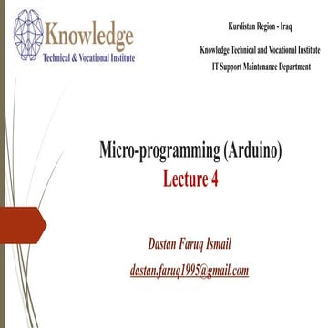 micro-programing (Arduino) Lecture fourpptx | PPTX