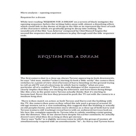 Micro analysis – opening sequence