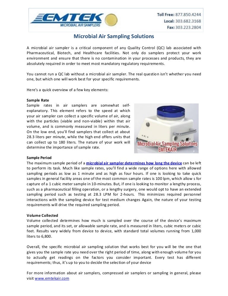 Microbial Air Sampling Solutions Emtek