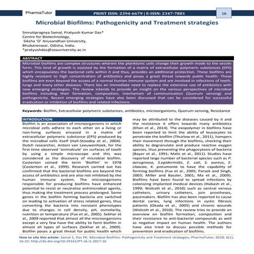 Microbial biofilms pathogenicity and treatment strategies | PDF