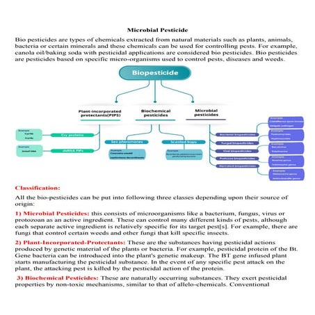 Microbial pesticide.Microbial pesticides consist of a microorganism (e.g., a ...