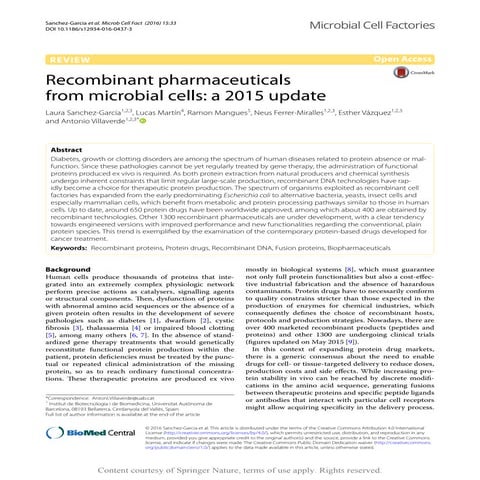 Microbial production of recombinant pharmaceuticals