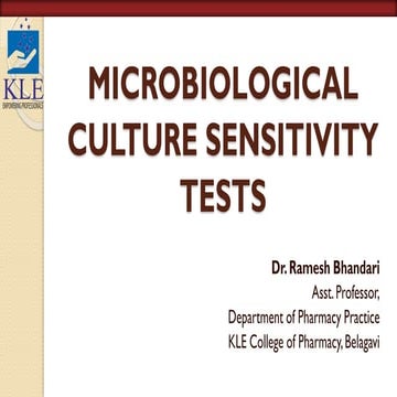 Microbiological culture sensitivity tests