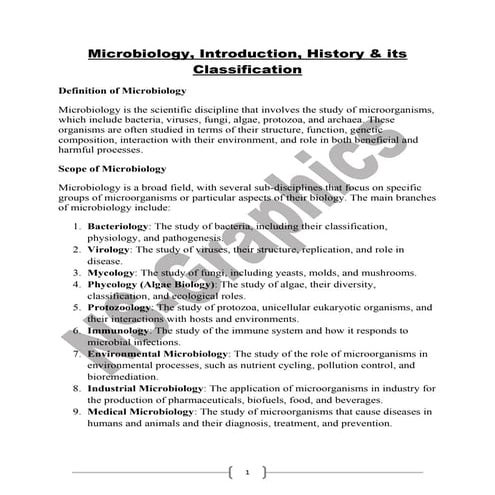 Microbiology, Introduction, History & its Classification for B.Sc. Biotech/Bo...