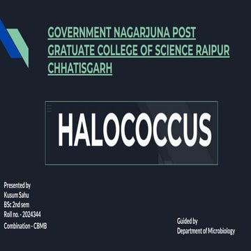 Halococcus Microbiology  assignment  PPT