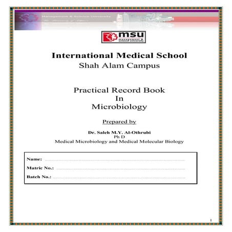 Microbiology (lab report 1 format)