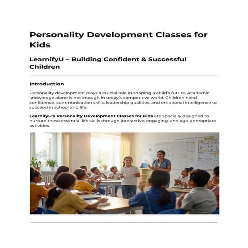 Personality Development Classes for Kids - LearnifyU | PDF