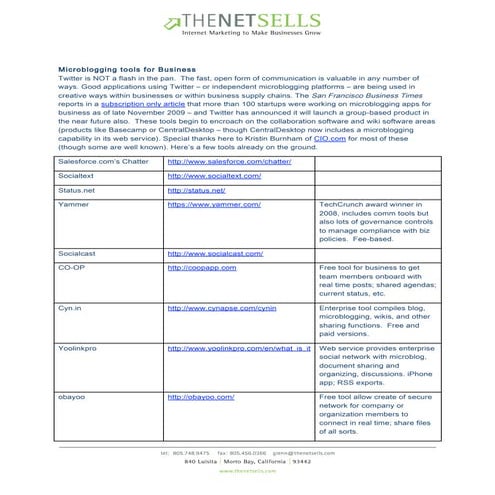 Microblogging Tools for Business