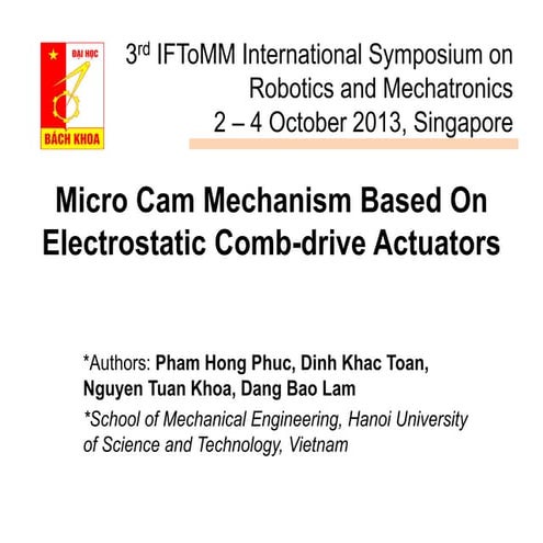 Micro cam based on electrostatic comb drive actuators | PDF