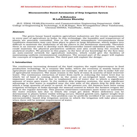 Microcontroller based automation of drip irrigation system