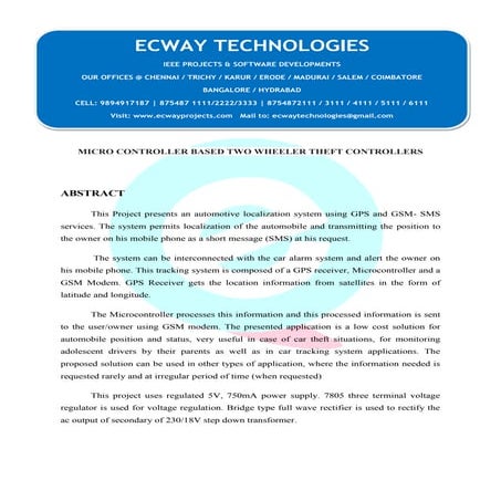 Micro controller based two wheeler theft controllers