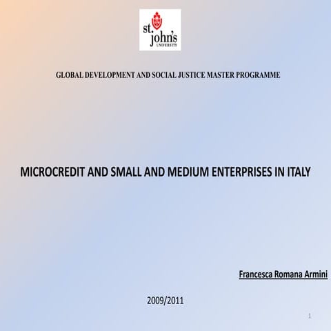 Microcredit And Sme In Italy