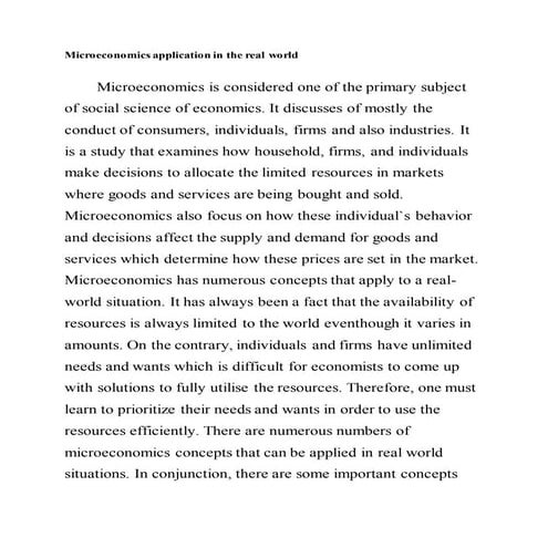 Microeconomics application in the real world
