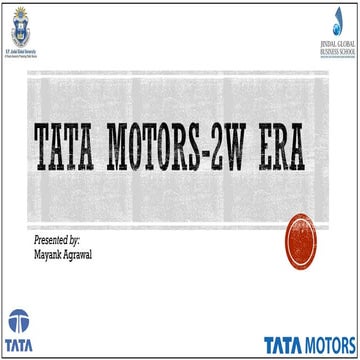 TATA MOTORS - SW ERA- Micro economics 
